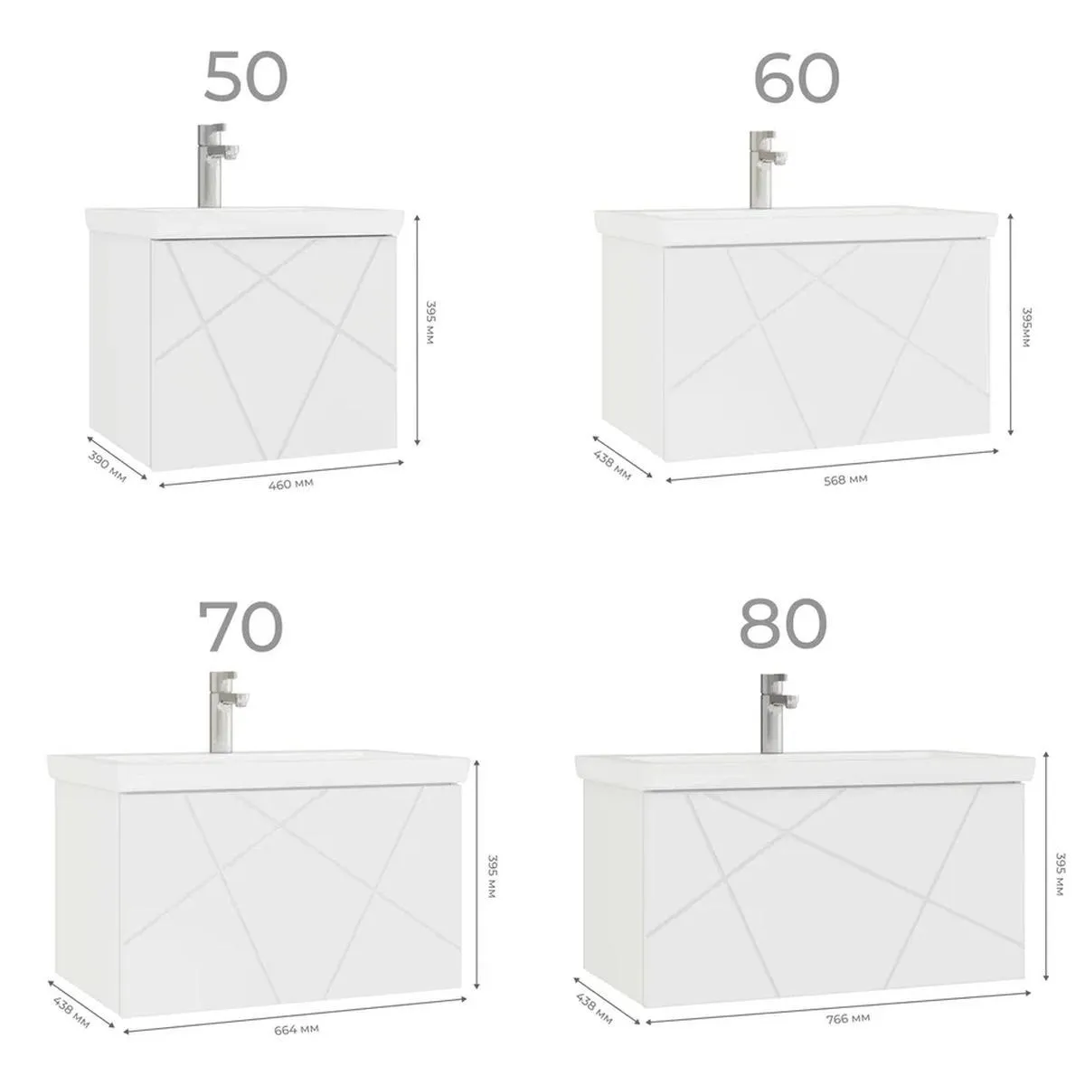Тумба с раковиной подвесная VIGO Geometry 034, 70 см