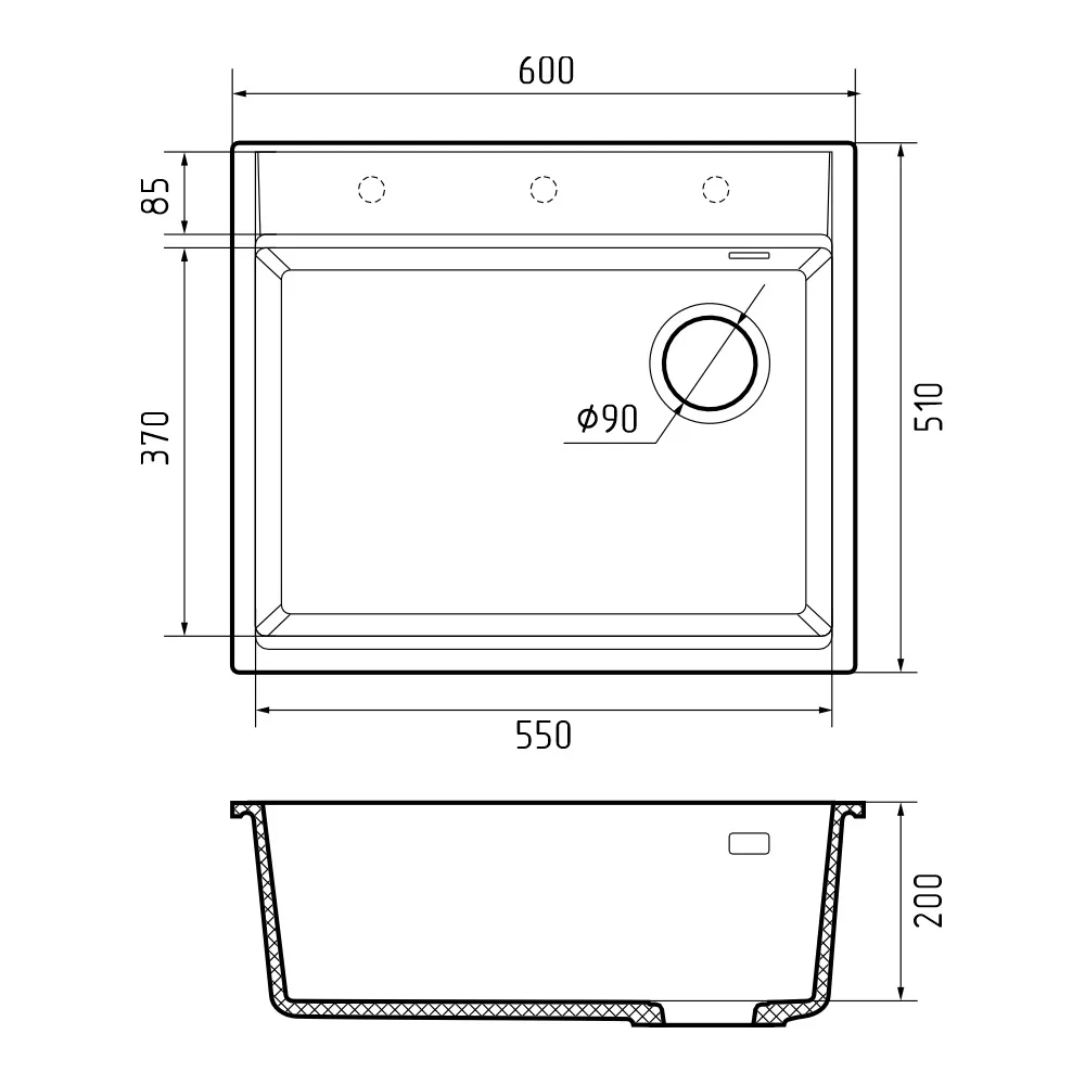 Кухонная мойка Rivelato TESORO TR-605-R, черный