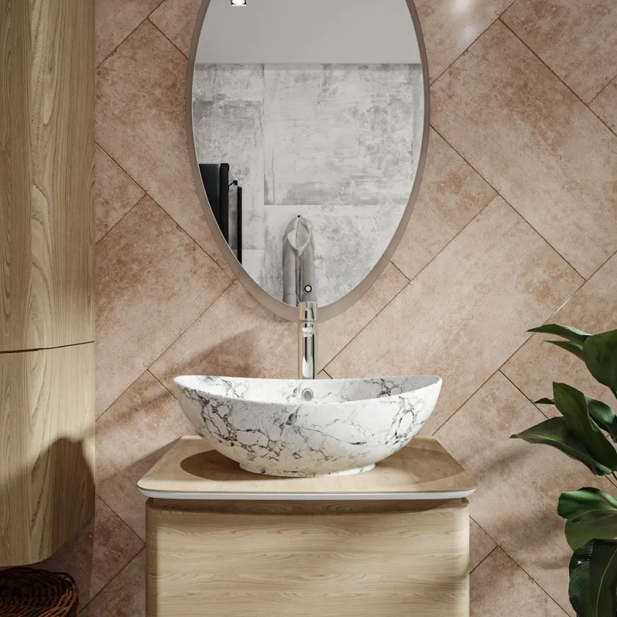 Раковина чаша Maretti EN13NS48-740MR, белый мрамор