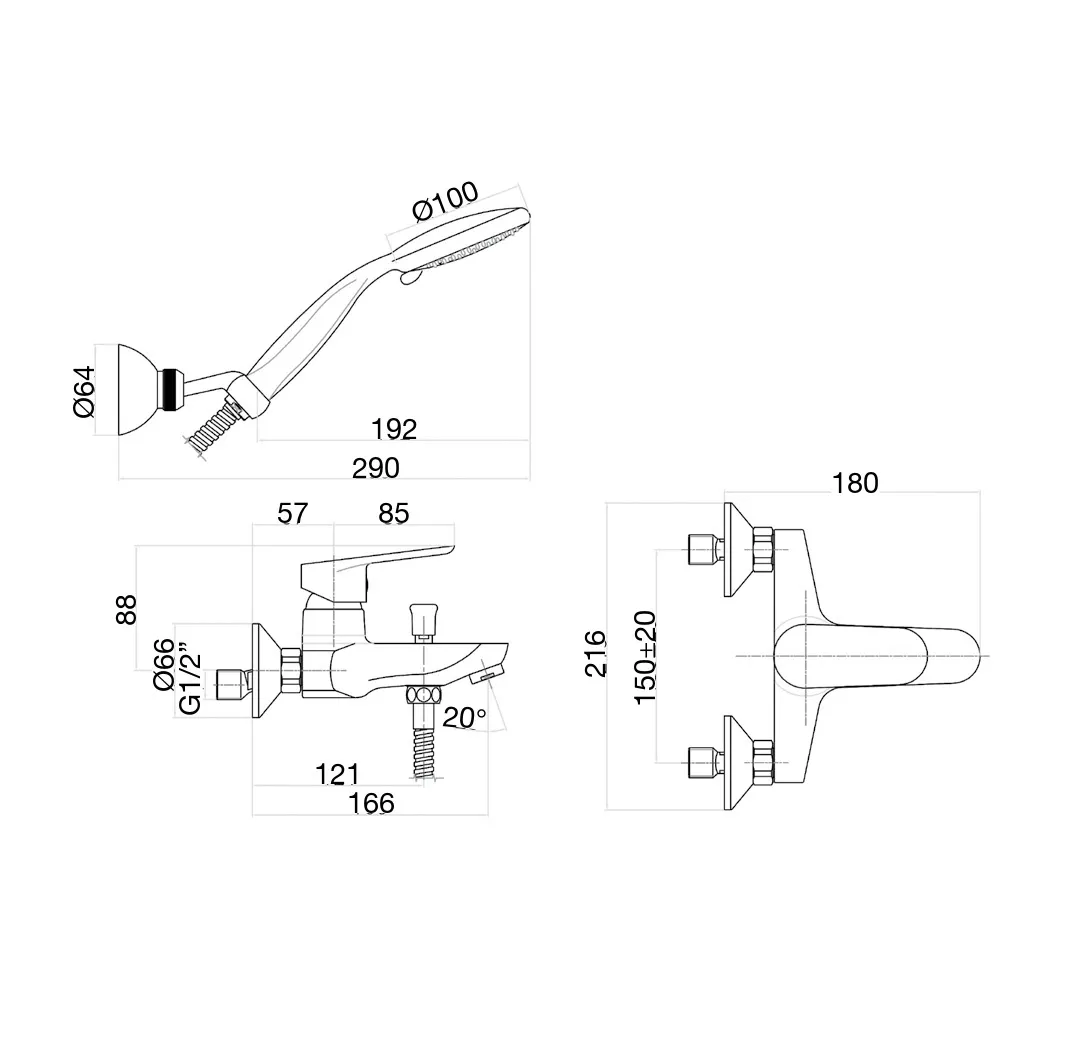 Смеситель для ванны Fiore KEVON CHIC 81TX8150, хром/синий