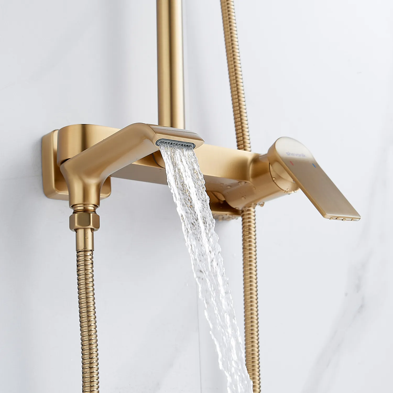 Душевая система Shevanik S4136G, золотой сатин