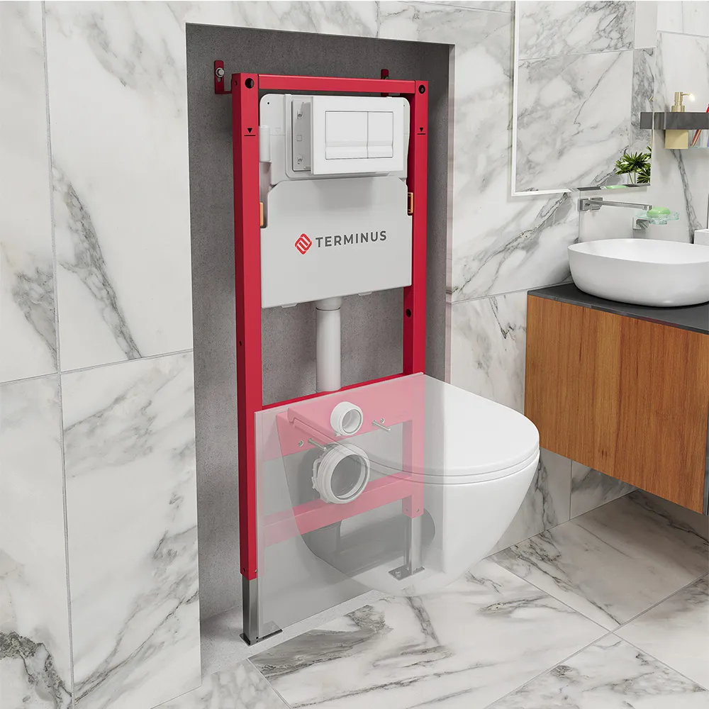 Система инсталляции для подвесного унитаза  4 в 1 Terminus, с клавишей