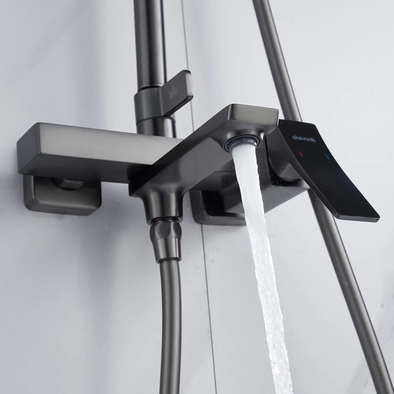 Душевая система Shevanik S4436T, оружейная сталь