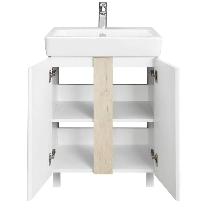 1A2574K0AHB20 Набор Aquaton: 1A257401AHB20 Тумба-умывальник Кантри 60 Бел/Дуб Верона/ 1WH302186 Раковина НЕО-60