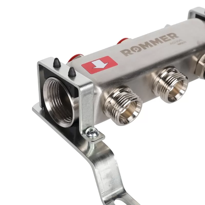 Коллектор Rommer 1"x3/4" на 2 контура с запорными клапанами (нерж. сталь) (RMS-3201-000002)