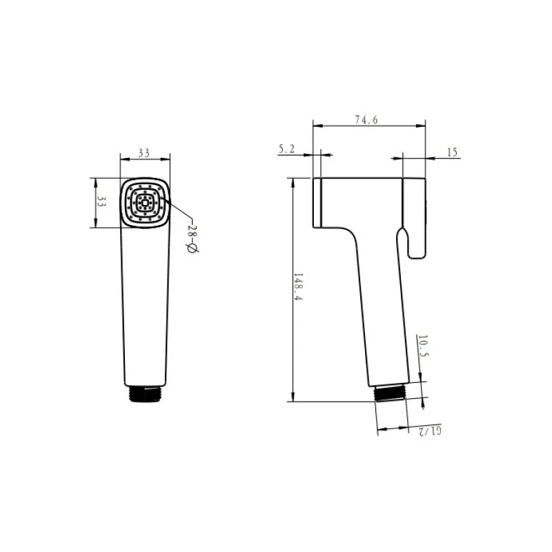 Гигиеническая лейка Rose RH83T, оружейная сталь