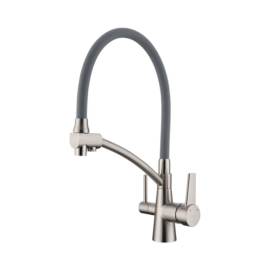 Смеситель Raglo R80.621.05 для кухни с подключением к фильтру съёмный гибкий излив, сатин