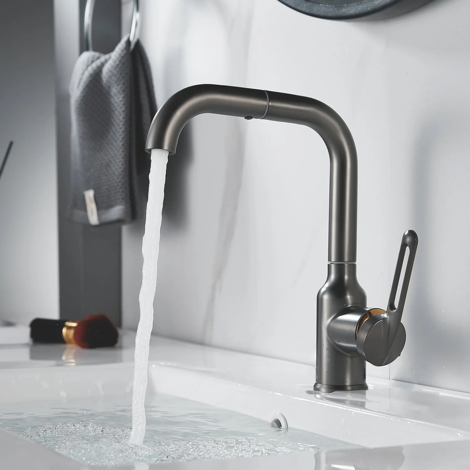 Смеситель для раковины Raffine F201T, оружейная сталь