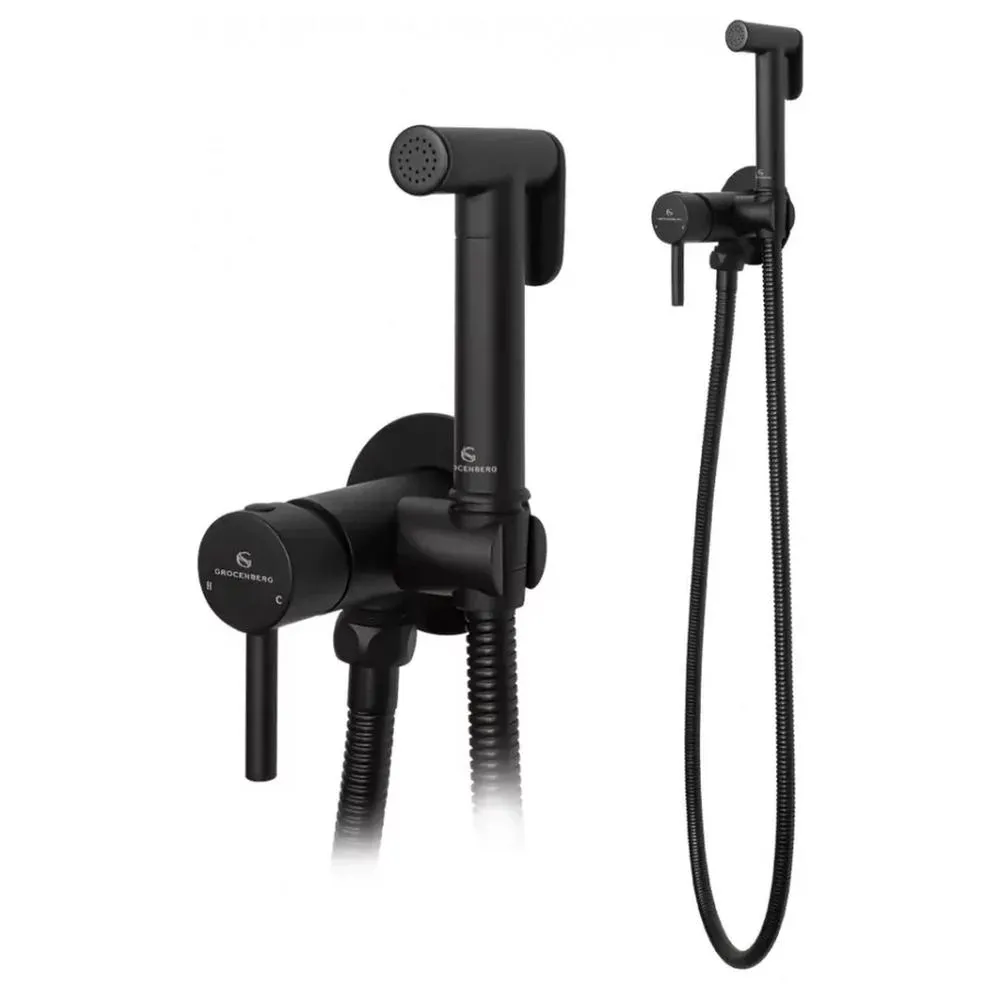 Гигиенический душ со смесителем встраиваемый Grocenberg GB001BL, черный