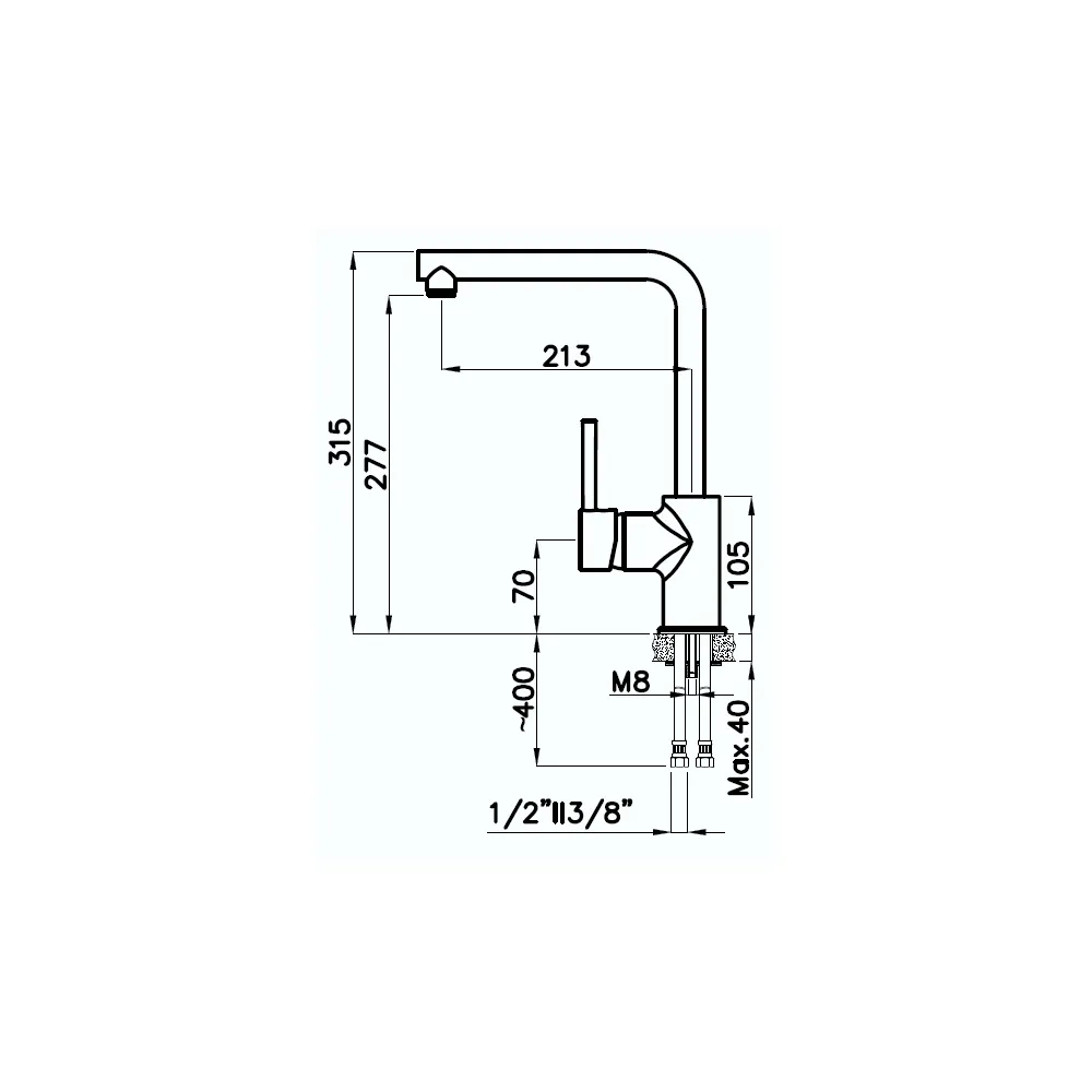 Смеситель для кухни Rivelato Vico 9021603, топаз/хром