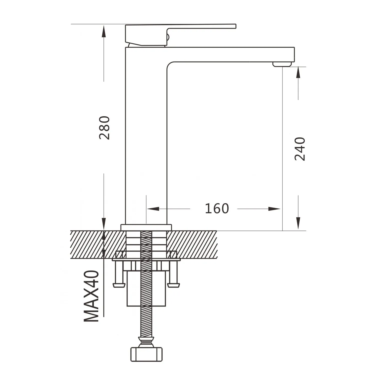 Смеситель для раковины Shevanik S9611T, оружейная сталь