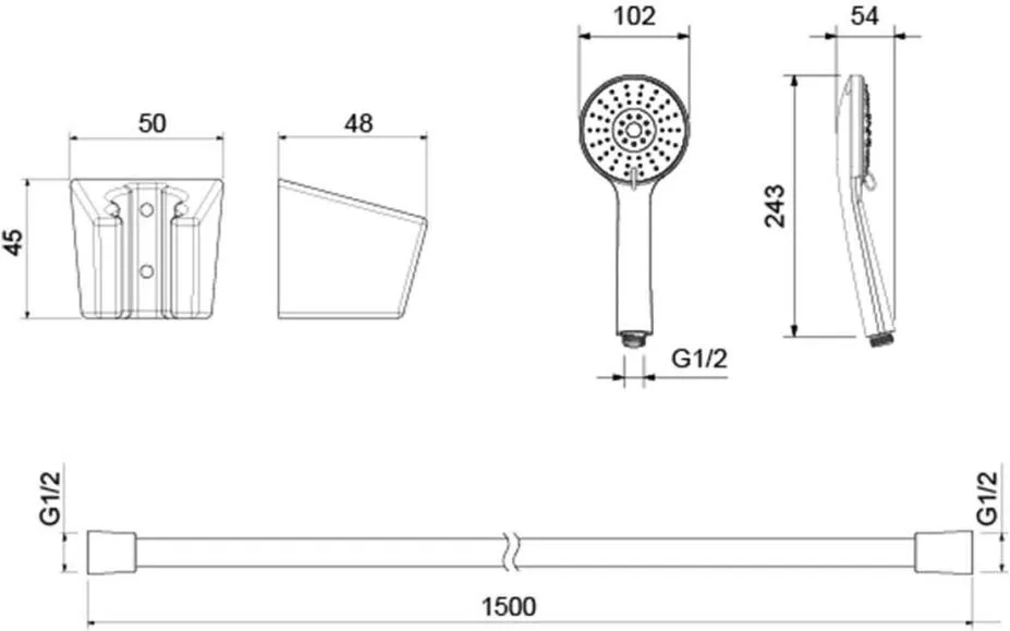 AQ2032MB БЕТТА душевой набор 100 3 jet, матовый черный
