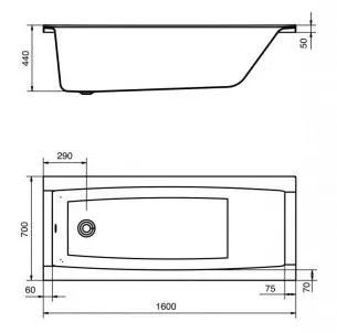 Акриловая ванна Santek Санторини 160х70 1.WH30.2.494