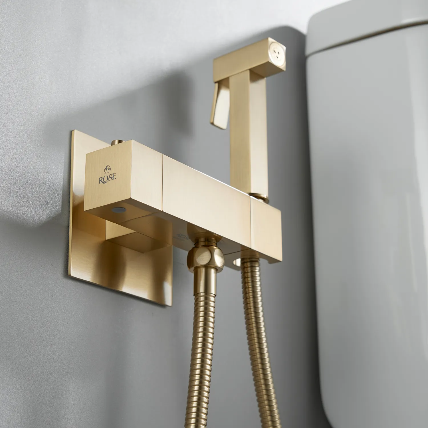 Гигиенический душ с термостатом Rose R965G, золотой сатин