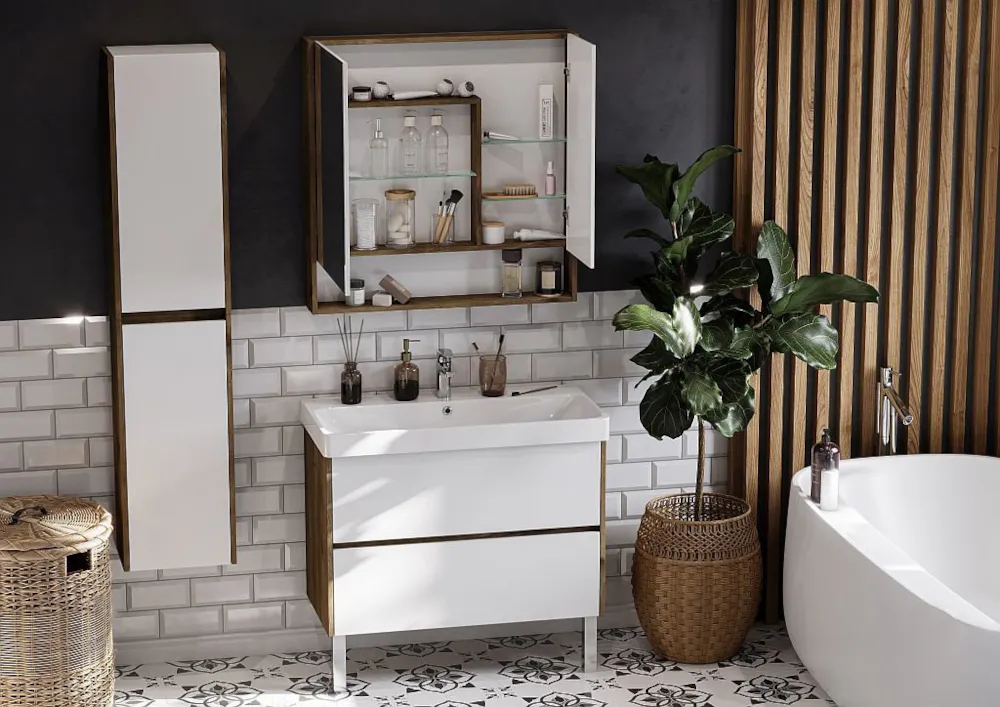 Полуколонна Aquaton Сканди белый, дуб рустикальный 1A255003SDZ90