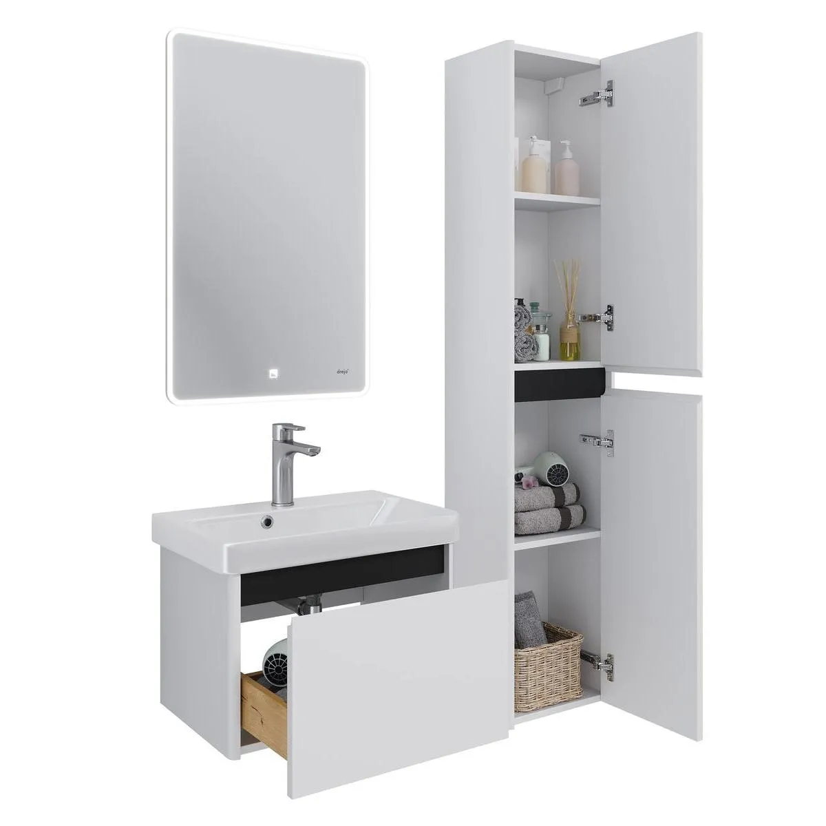 Тумба под раковину подвесная Dreja Luxury 55 см, белый