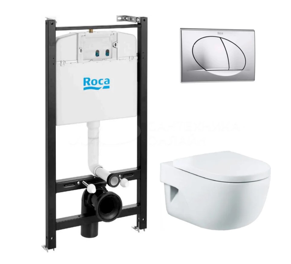 Комплект 4 в 1 Roca Meridian 893104110 подвесной унитаз + инсталляция + кнопка
