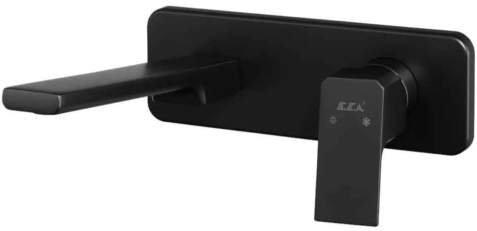 102167605C1EX-K + 102166601C1EX TIERA смеситель для раковины настенный (внешняя часть) матовый черный + скрытая часть