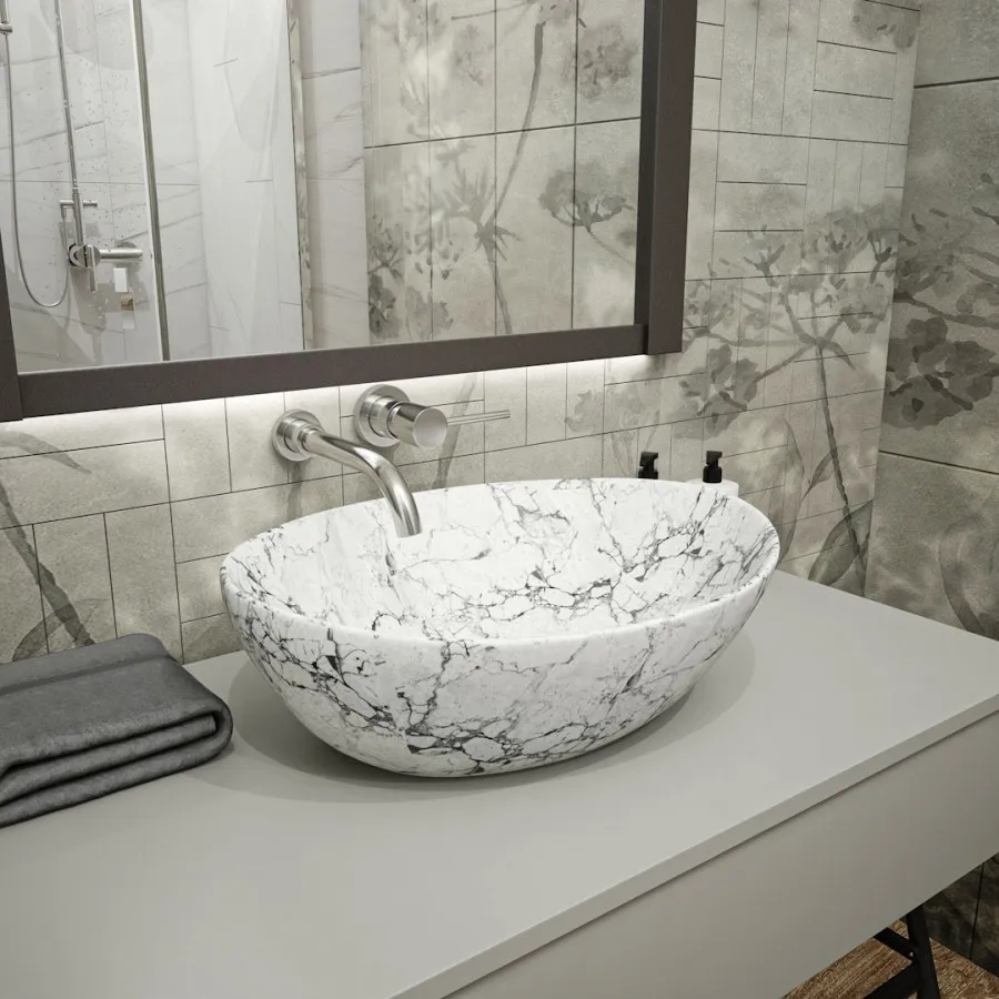 Раковина чаша Maretti EN13NS87-740MR, белый мрамор