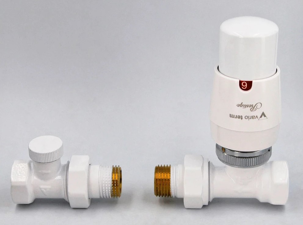 Комплект подключения Vario Term Elegant 1/2" (белый) термостатический прямой (ELGS0206C/FP)