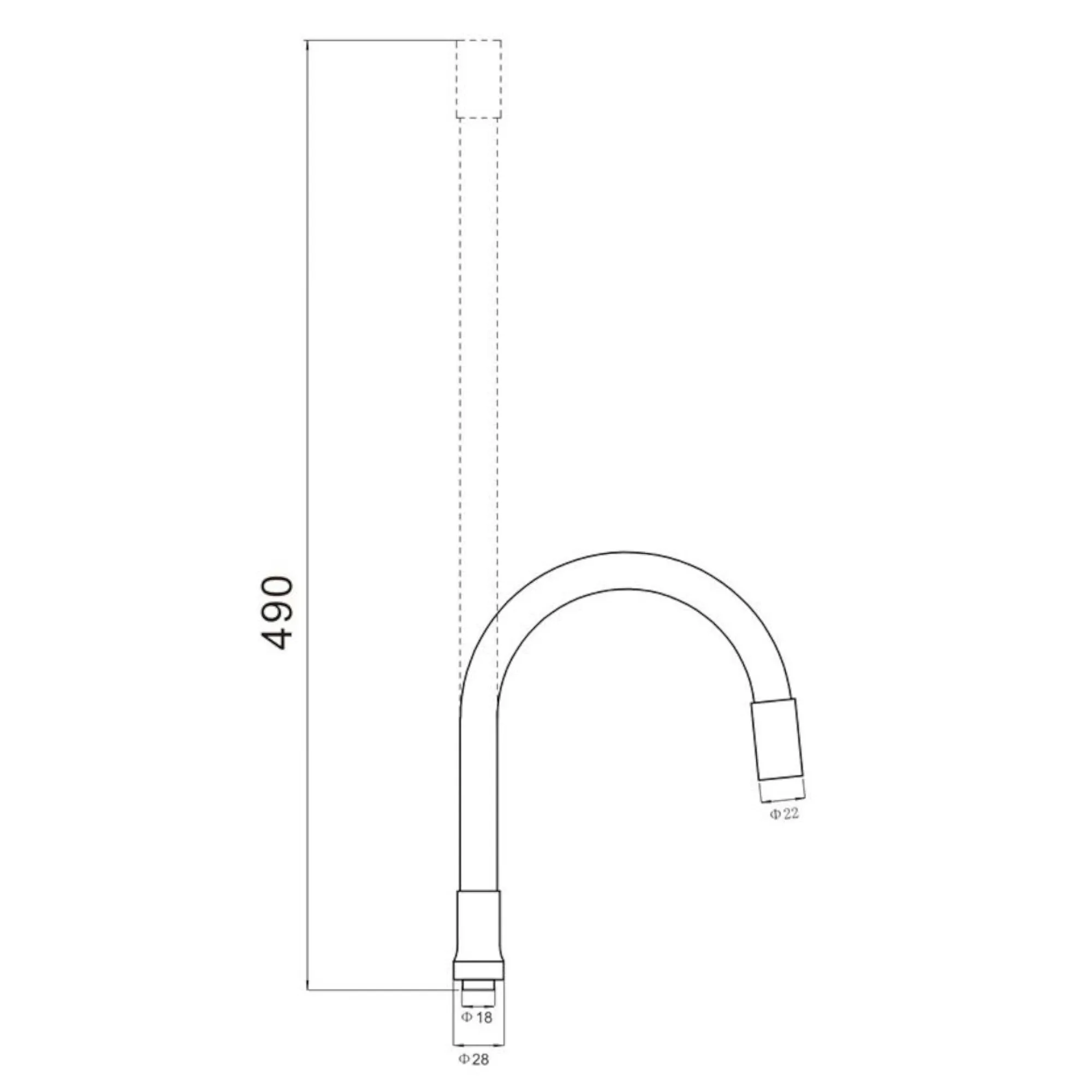 Гибкий излив для кухонного смесителя Savol S-CG01, черный