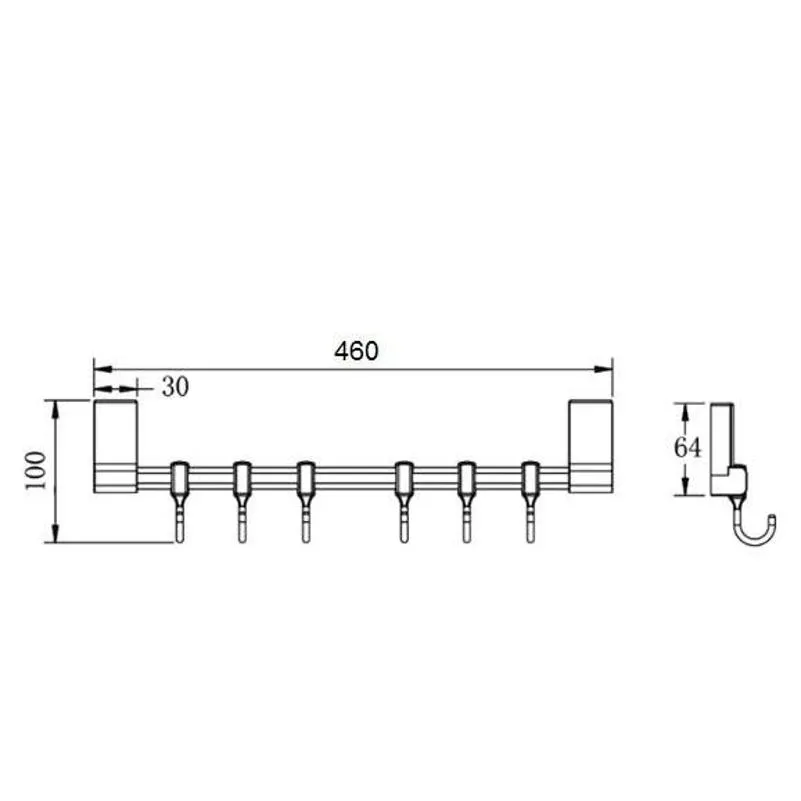 Планка с крючками для полотенец D-Lin D288330-6, хром
