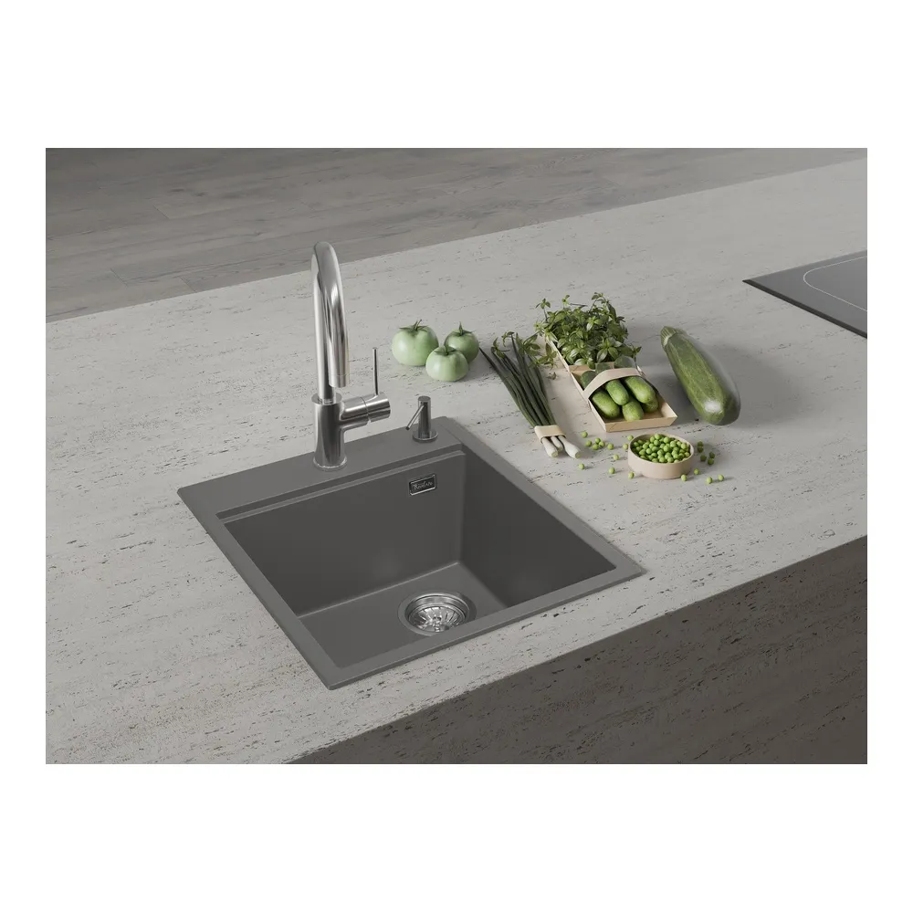 Кухонная мойка Rivelato TESORO TR-455-R, серый металлик