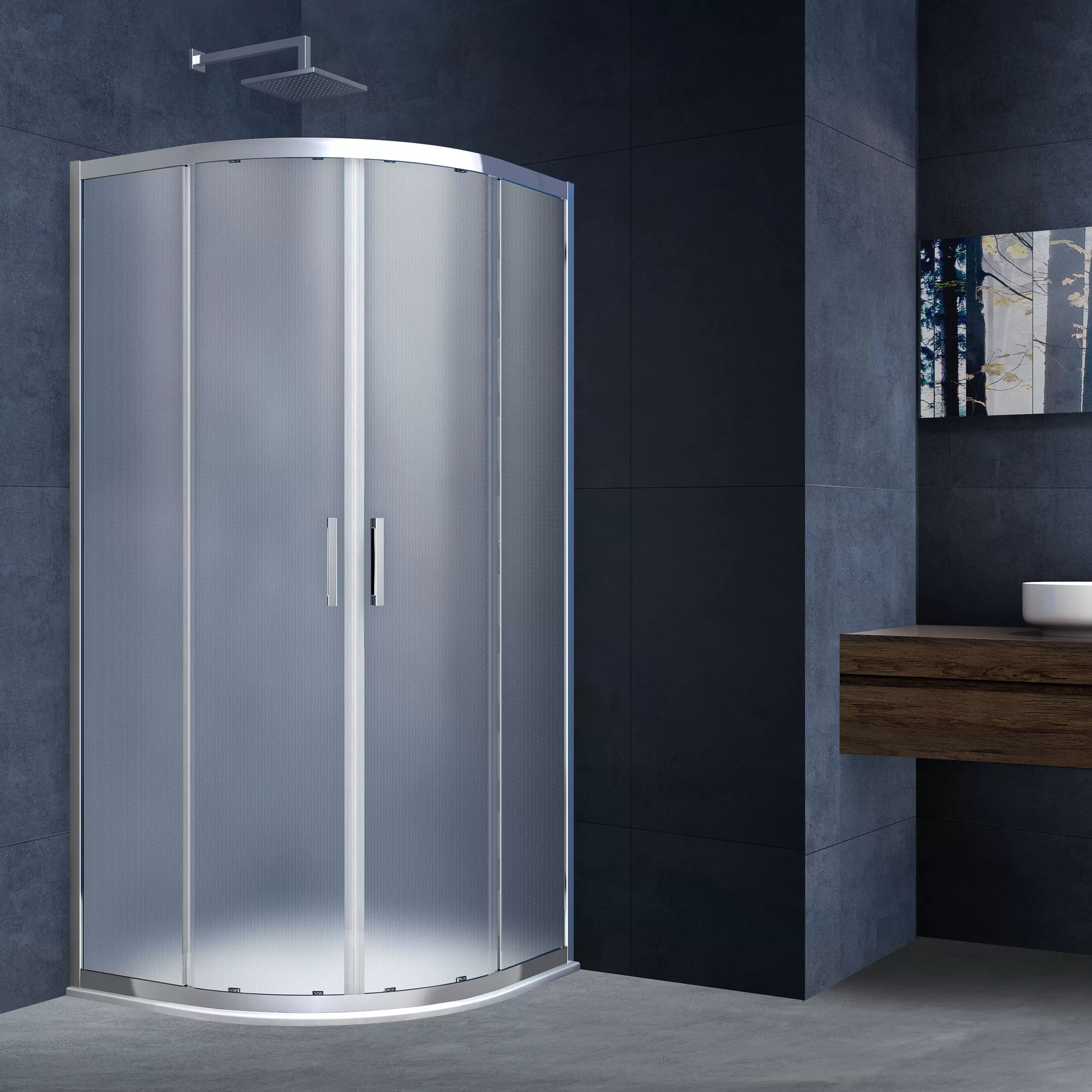 Душевой уголок Vincea Alpha (VSQ-3AL800MT) 800х800 мм, хром, стекло текстурное