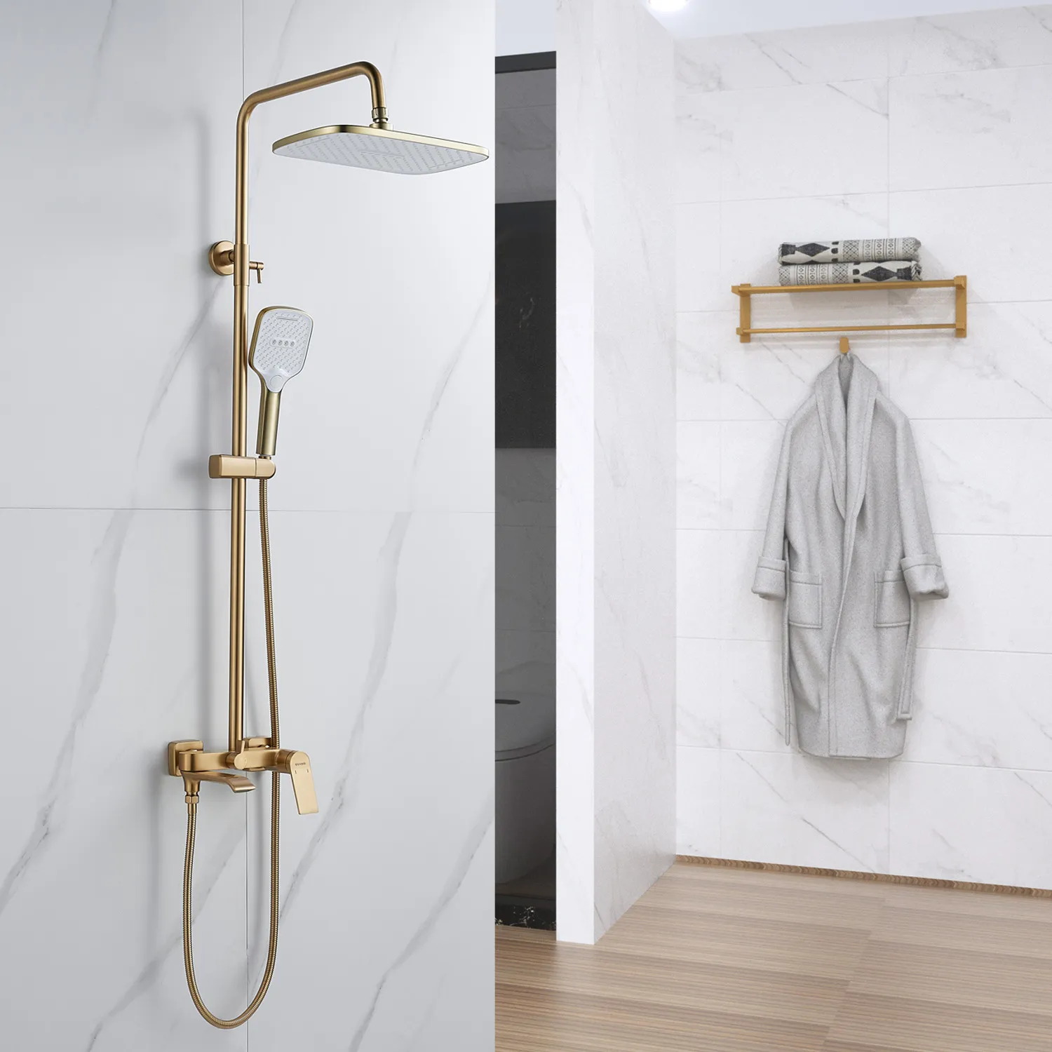 Душевая система Shevanik S4136G, золотой сатин