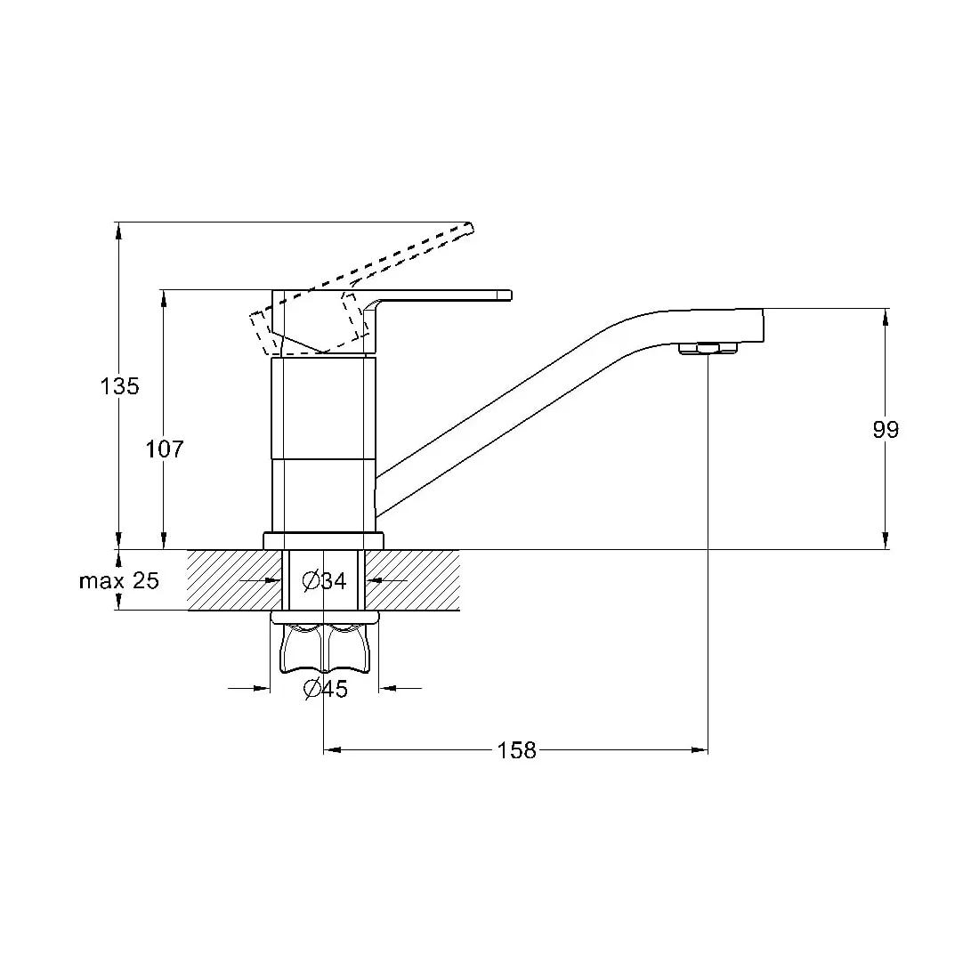 Смеситель для кухни G.Lauf GOR4-B058, хром