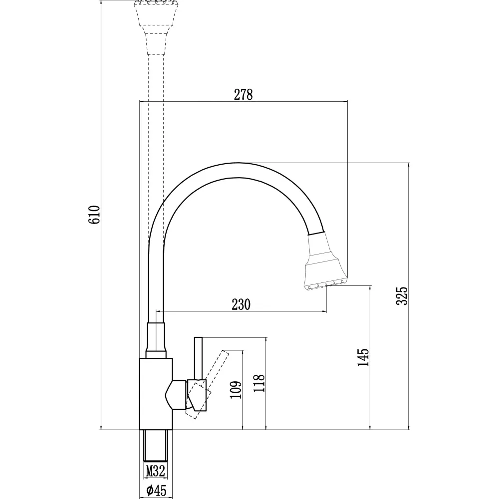 Смеситель для кухни с гибким изливом и режимом душ Fmark FS8288A-02, хром