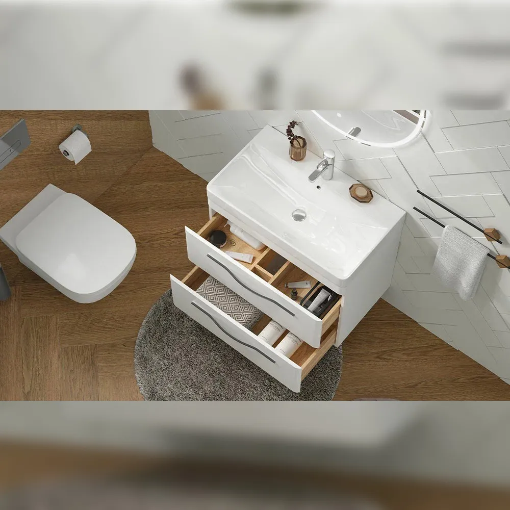 Тумба с раковиной подвесная Velvex Jill tp.JIL.9595.80.2Y белый матовый, 80 см