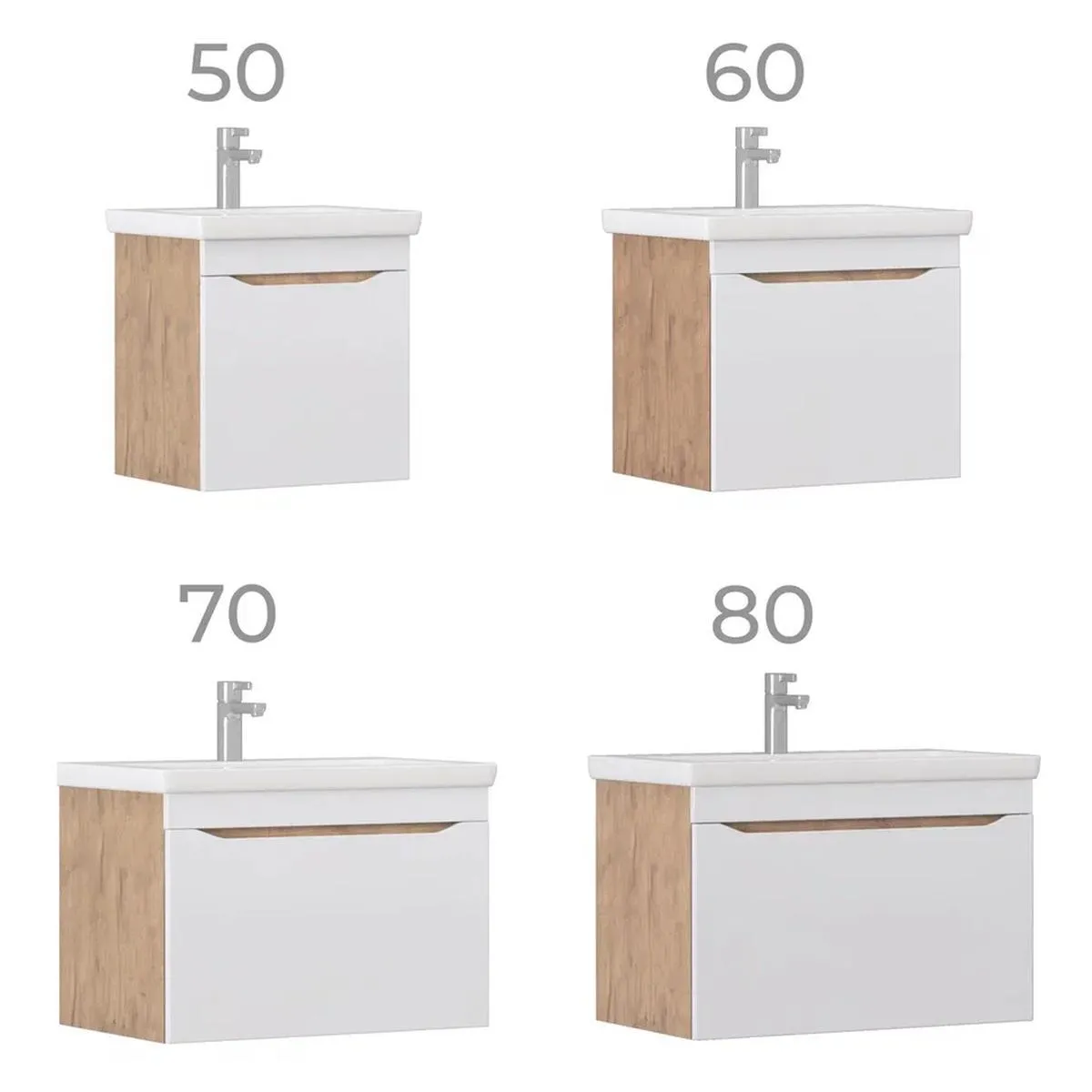 Тумба с раковиной подвесная VIGO Grani 057 дуб золотой, 60 см