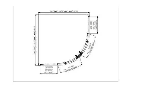 AQ NAA 2142-100 Душевой уголок 1/4 круга AQUATEK, двери раздвижные 1000x1000x2000, профиль хром, стекло прозрачное