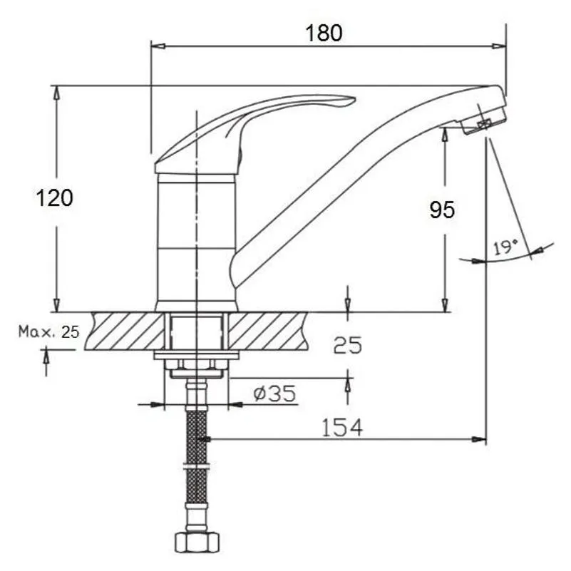 Смеситель для кухни D-Lin D151352-6, хром