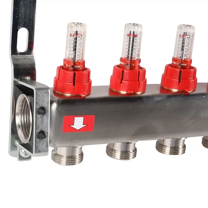 Коллектор Rommer 1"x3/4" на 9 контуров с расходомерами и запорными клапанами (RMS-1201-000009)