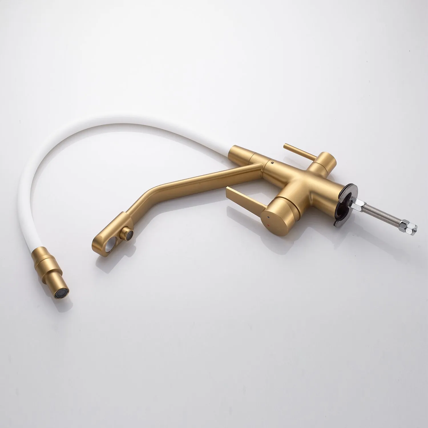 Смеситель для кухни с подключением фильтра воды Rose R558G, золотой сатин