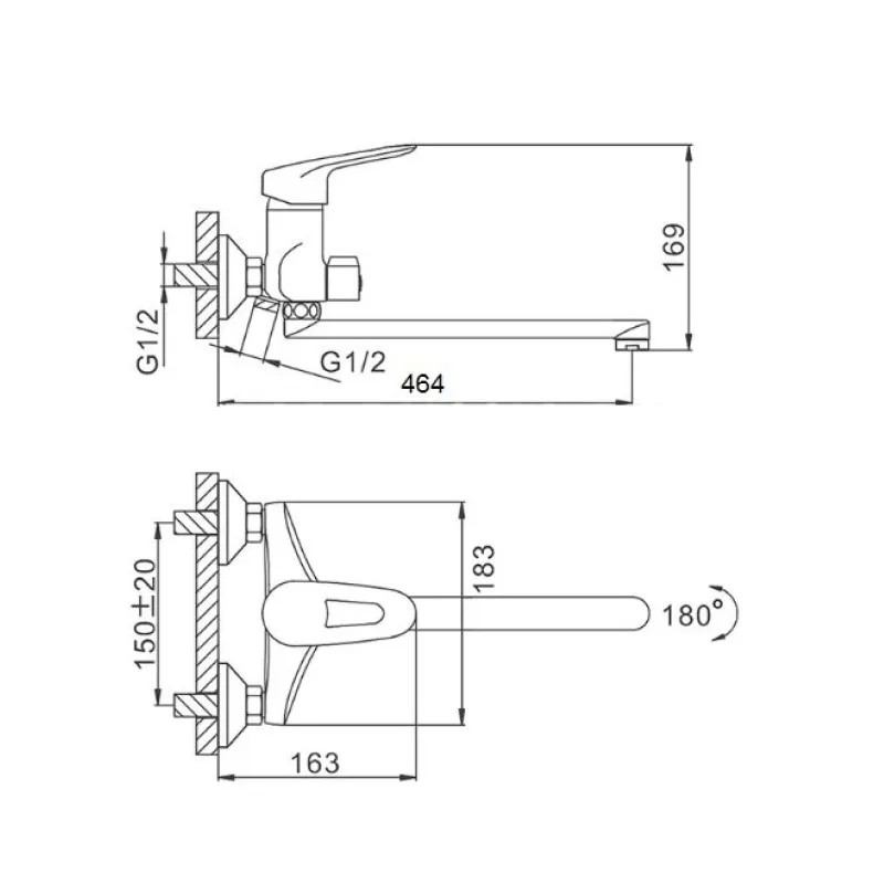 Смеситель для ванны D-Lin D147428-6, хром