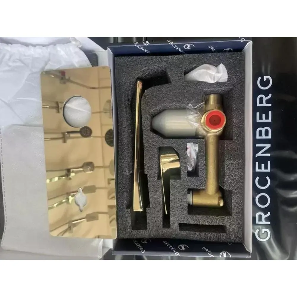 Смеситель для раковины встраиваемый Grocenberg GB599GO, золото