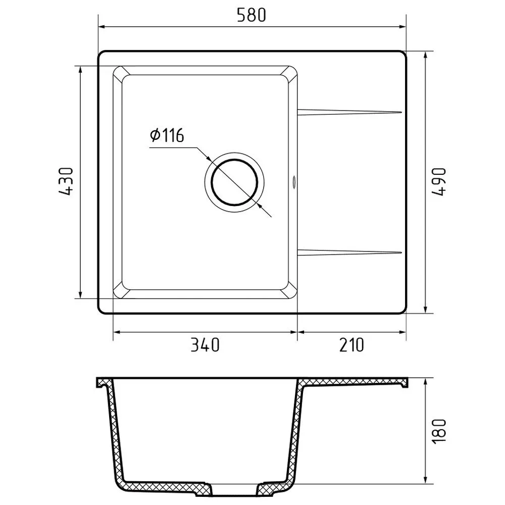 Кухонная мойка GranFest URBAN 258L, черный