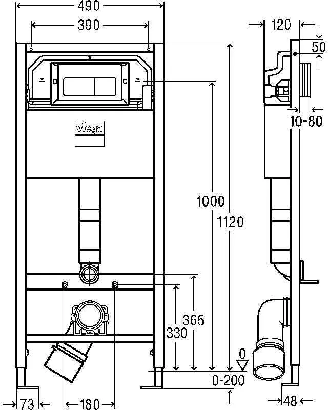 Инсталляция для подвесного унитаза Viega Prevista Dry (792824) комплект