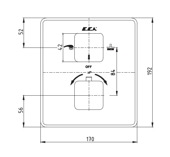 Термостатический смеситель E.C.A для ванны, 2 режима (внешняя часть) (102167216EX-KDE)