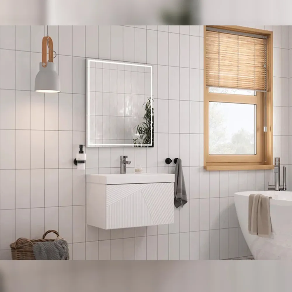 Тумба с раковиной подвесная Velvex Edge tp.EDG.9696.60.1Y белый глянец, 60 см