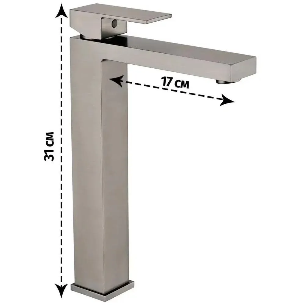 Смеситель для раковины высокий Grocenberg GB3008BG, графит