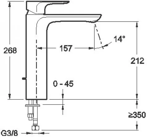 Смеситель для рааковны Jacob Delafon Aleo (E72299-4-CP) высокий
