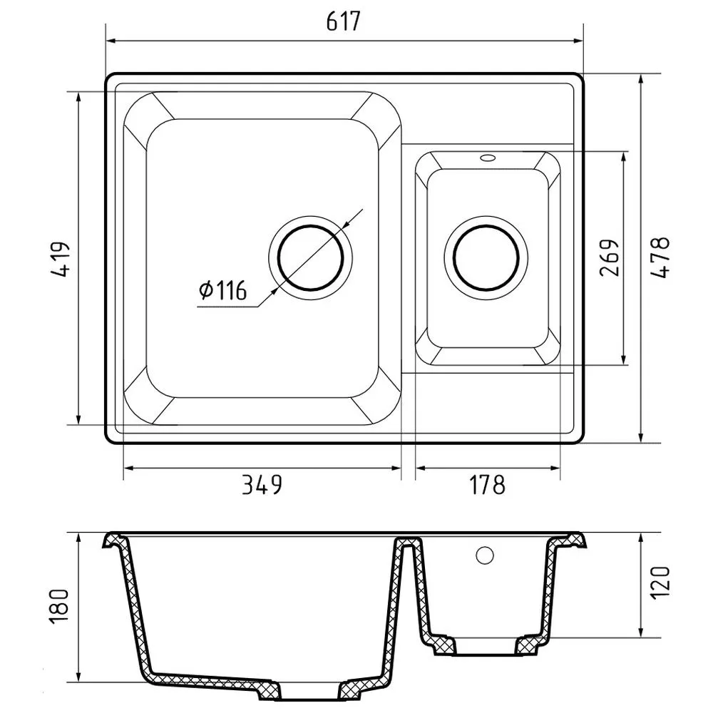 Кухонная мойка GranFest QUARZ 9, серый