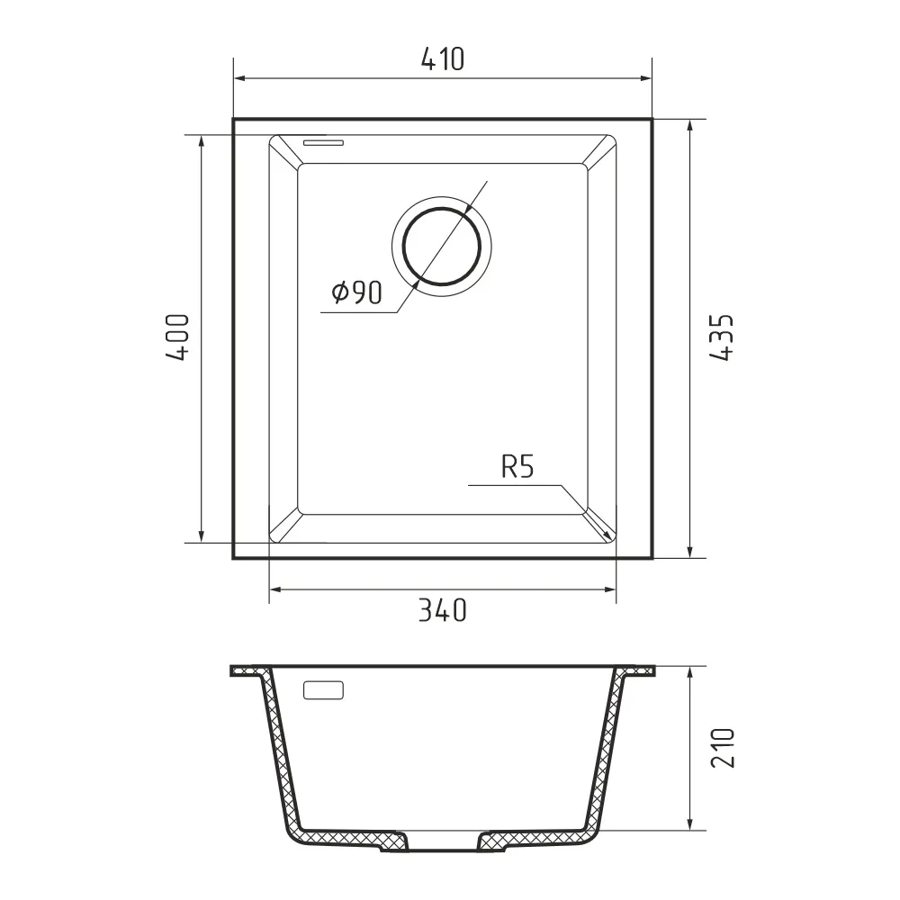 Кухонная мойка Rivelato STRIA SR-4134, темно-серый