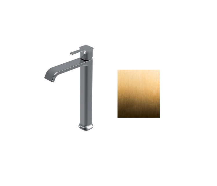 Смеситель для раковины Ritmonio Taormina, ручка с рычагом, цвет смесителя и ручки-золото брашированное (PR35AV201GOX+PR35MA101GOX)