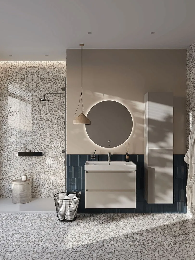 857635510 Roca ONA реверсивная шкаф-колонна 1750 мм, 400x300x1750 мм, бежево-серый матовый