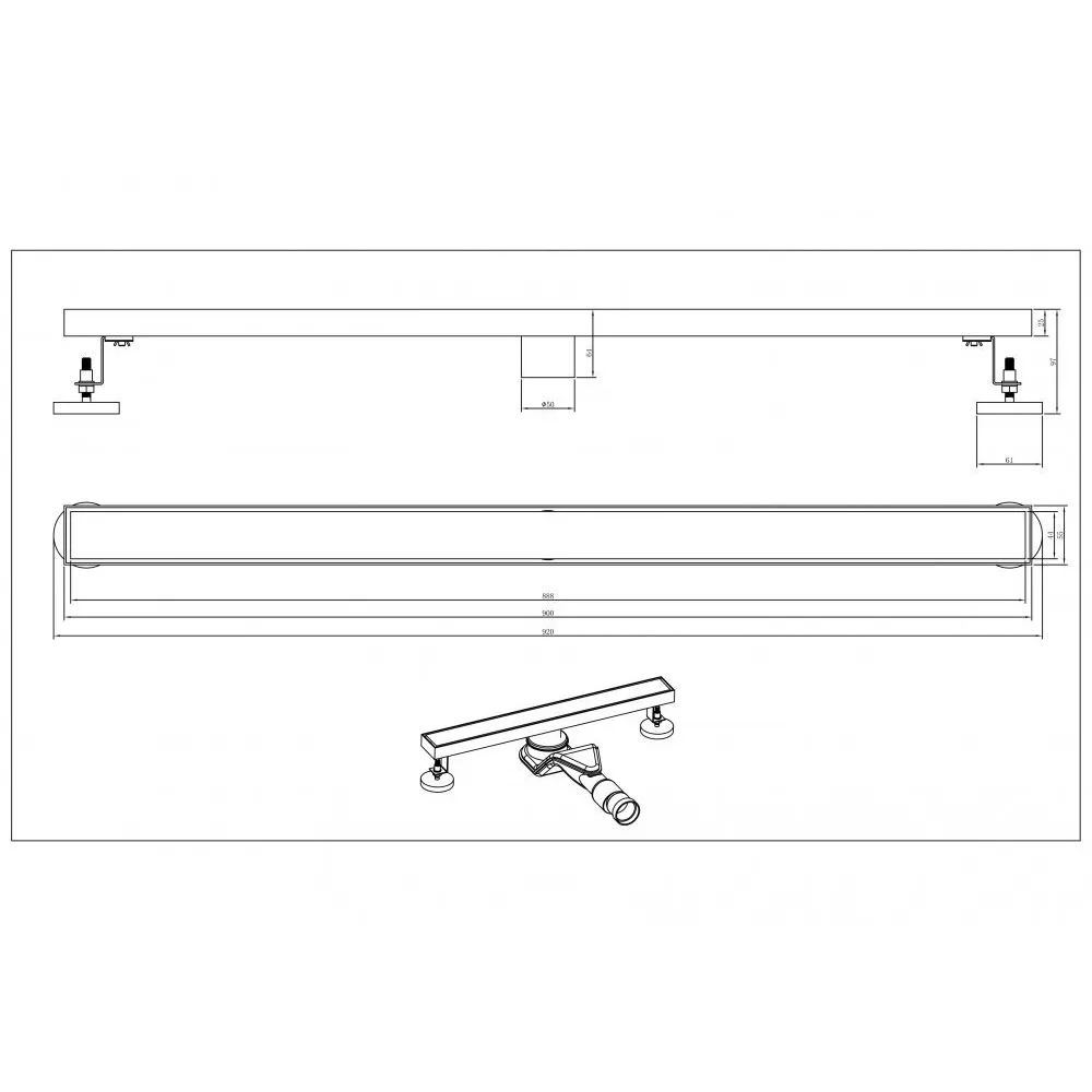 Душевой лоток Grocenberg T900, матовое золото